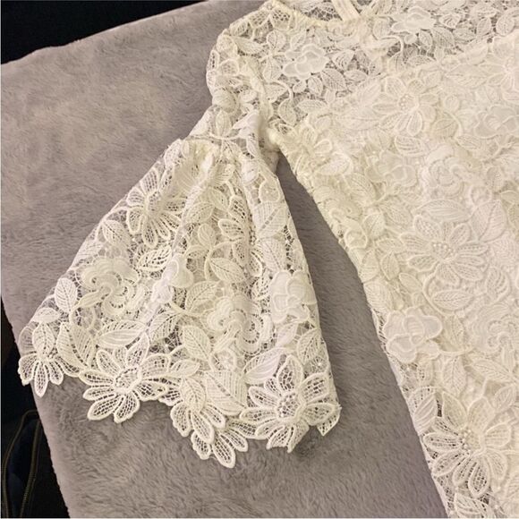 Alexis Elegant White Lace Dress, XS - Picture 4 of 8